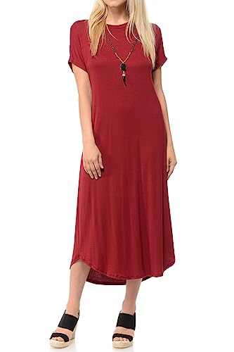 Image of iconic luxe Women's A Line Short Sleeve T Shirt Midi Dress Summer Casual