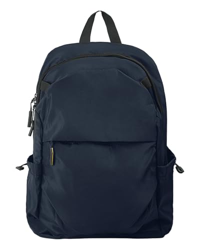 Multi-Pocket Laptop Backpack, 24L Capacity, Fits 14-inch Laptop, 16.9x12.6x5.5 inches, 1.1 lbs, Black/Navy/Gray (Blue)