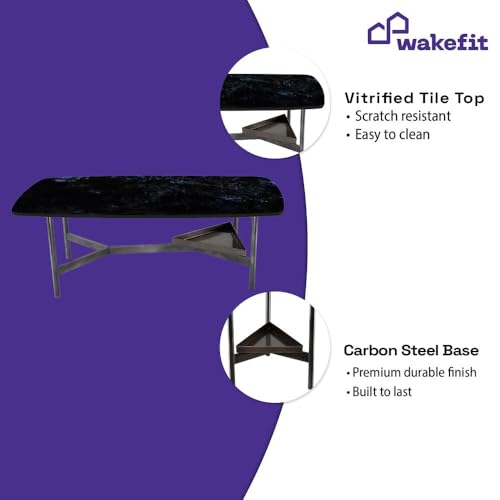 Image of Wakefit Malabar Coffee Table I Marble Finish I Vitrified Tile Top I Volga Blue