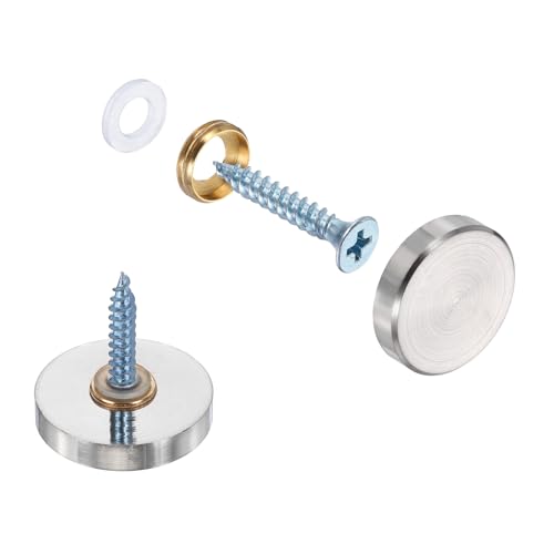 Cache-vis plats en laiton sourcing map 25mm argent brossé pour miroir x6