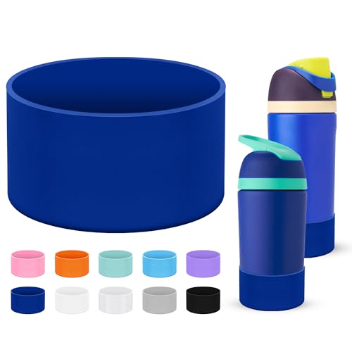 Mokoart Silicone Boot Compatible with Owala Kids Water Bottle 16/14 oz, Anti-Slip Rubber Bottom Protective Sleeve for Owala Kids FreeSip 16oz, Accessories for Owala Kids Flip 14oz (Blue)