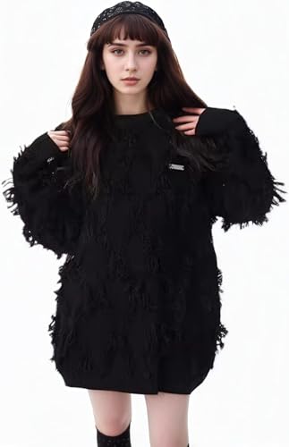 CUTEGAL Y2K Distressed Sweater Cross Oversized Grandpa Sweater Baggy Knit Long Sleeve Pullover Winter Streetwear Unisex3