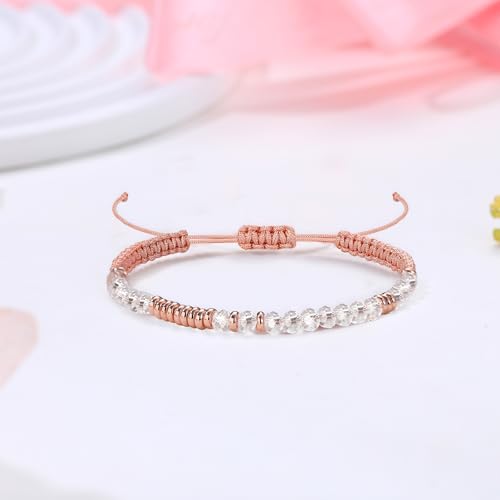 Btysun Morse Code Bracelets for Women Christmas Gift Stocking Stuffers for Teens Pink Braided Bracelets Inspirational Best Friend Birthday Gifts for Her High School Graduation Gifts for Her 2025 Mom Bracelet Jewelry