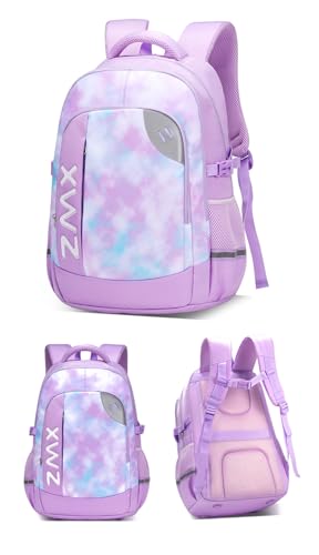 JiaYou Unisex Child Junior Middle School Daypack Lightweight Girls Boys Backpack(Purple,45 Liters)3