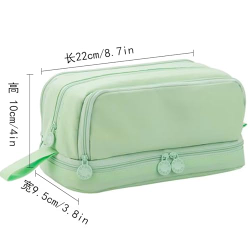 Image of Storio Pencil Box Pouch for School Kids Girls & Boys Aesthetic | Cute Stationary Compass Box Case Organiser - Green