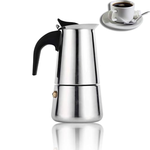 HERCHR Cafetera del pote de Moka del acero inoxidable, cafetera de la estufa del uso de Ministerio del Interior(100ml)