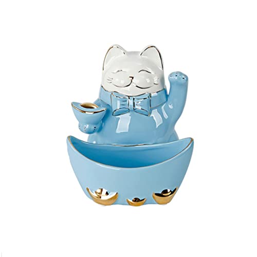 Statue boîte de rangement salon chambre étude bureau chat bleu clair - 2