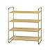 4-poziomowy Organizer Do Przechowywania Butów Z Kutego Żelaza Metalowa Półka Na Buty Z Siatką I Matą Podłogową Złota Czarna (Color : Golden 70cm/27.5in)