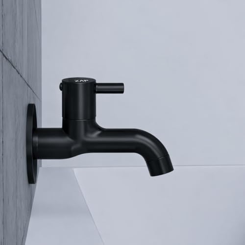 Image of ZAP Elixir Series Champagne Matte Black Brass Long Body Tap | Premium Bathroom & Kitchen Faucet | Durable, Stylish & Rust-Resistant | Modern Wall Mount Faucet