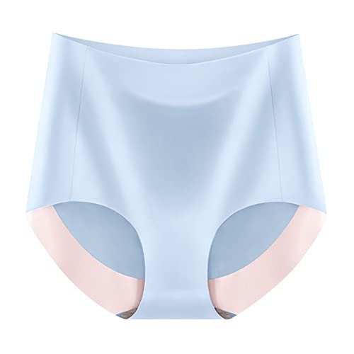 Lista de Braguitas, tangas y culotes para Mujer al mejor precio. 46 Bragas Eversoft invisibles de seda de hielo para mujer, transpirables, control de abdomen, ropa interior descarada, lindas tangas gelatina de cintura alta, Azul/claro, M