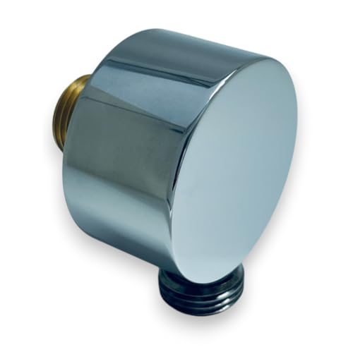 VoKs Coude de raccordement mural chromé rond en laiton universel 1/2", raccord de tuyau de salle de bain, raccord mural pour douchette à main