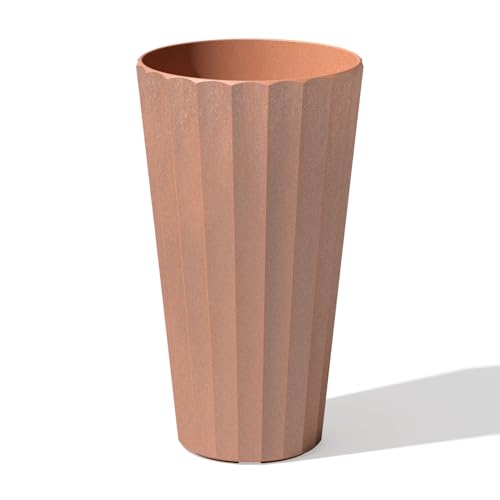 Image of Veradek Column Series Tall Planter - Tapered Outdoor Planter with Shelf