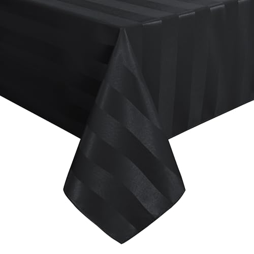 Hiasan Black Waterproof Table Cloth Rectangular, Spillproof & Stain Resistant Halloween Rectangle Table Cover Outdoor Jacquard Table Cloth for Picnic, Dining Table and Buffet, 60 x 84 Inches by Hiasan - Used condition - Image 8