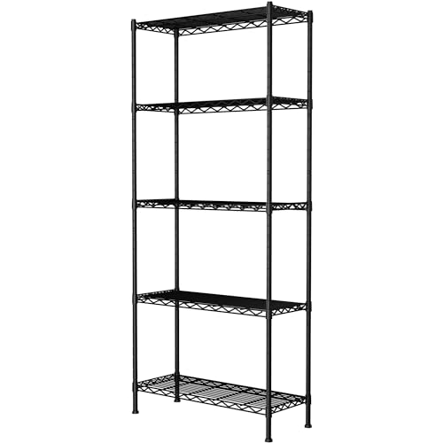 GIOTORENT 5-stöckiges Regal Mit Holzbrettern – Metallgestell, Verstellbar, Für Küche, Bad, Wohnzimmer