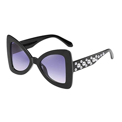 Hand Made Pearl Sunglasses Women's Oversize Large Bow Tie Shape Summer Stylish Butterfly Sunglasses UV400