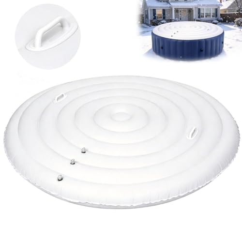 Inflatable Hot Tub Cover Round 4-6 Ft Adjustable Size with Handles Compatible with C oleman S aluspa I ntex Hot Tub Ultra Thick Round Spa Cover Insert