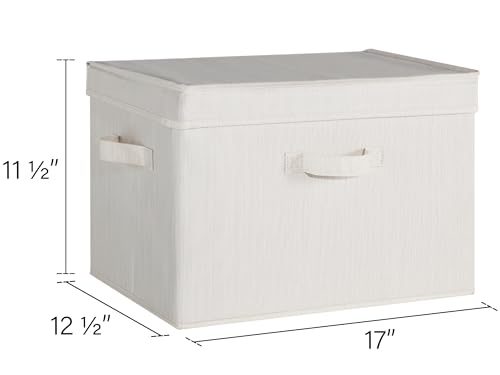 Image of StorageWorks Closet Storage Bin with Lids, Decorative Storage Boxes with Handles, Fabric Storage Bins for Clothes, Jumbo, Mixing of Beige, White & Ivory, 2-Pack