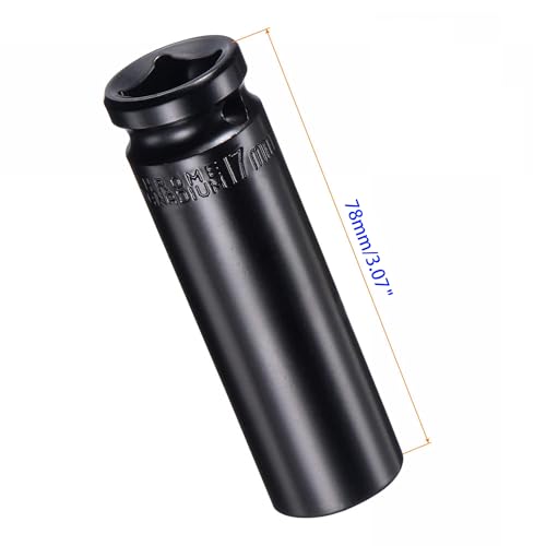 MACHSWON 2Pcs 1/2 Inch Drive - 17mm Deep Impact Socket with 6 Point Design, Heat-Treated Cr-V Steel 78mm Length, Metric Sizes - Image 2