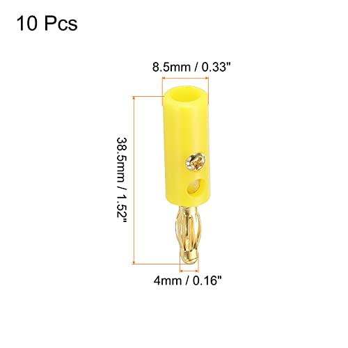 PATIKIL 10 Pack Banana Plugs Connector Screw Type Speaker Banana Plugs 4mm Gold-Plated Alloy Yellow for Speaker Wires Sound Systems - Image 2