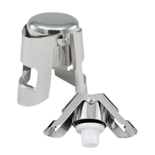 2-Pack Leak-Proof Champagne Bottle Stoppers, Stainless Steel Reusable Wine Stoppers, Vacuum Sealer for Fresh Sparkling Wine, Air Tight Seal for Prosecco