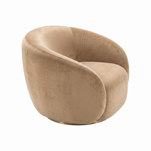 Image of Kingsman Furnitures Brok Swivel Luxury Accent Arm Chair 360 Degree Rotatable Sofa for Home | Bedroom, Living & Drawing Room | Ultra Soft and Comfortable for Lounge (Beige Velvet, Non-Swivel)