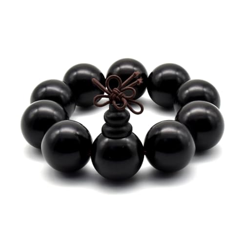 Pulsera budista de madera ébano natural unisex miniatura 2