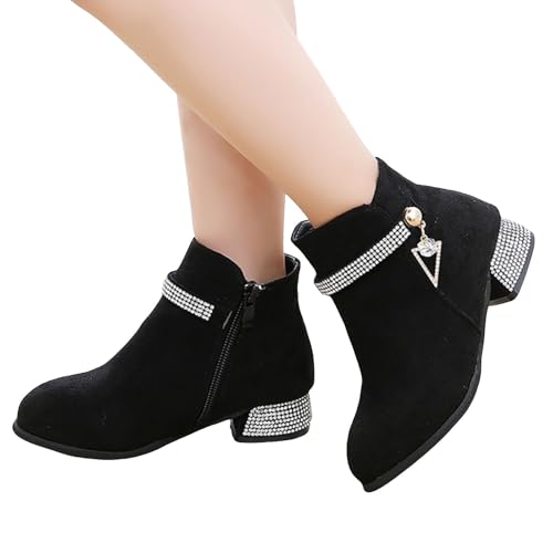 IWIHMIV Girls Dress Ankle Boots Side Zipper Toddler Girls Comfortable Low Heels Princess Dress Up Short Booties2