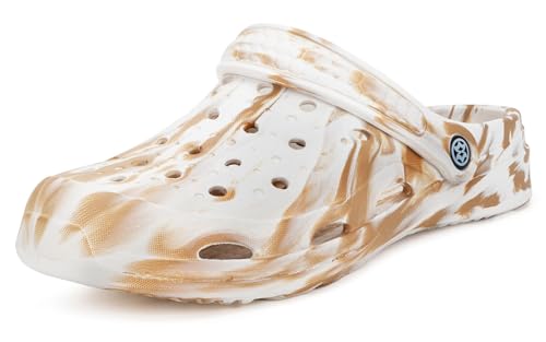 Zuecos Hombres Mujer Zapatillas de Playa Sandalias Piscina Verano Zapatos de Jardín Respirable Cómodos Pantuflas de Interior Exterior, Caqui Claro, 41.5/42 EU, Etiquetado de Suelas 270