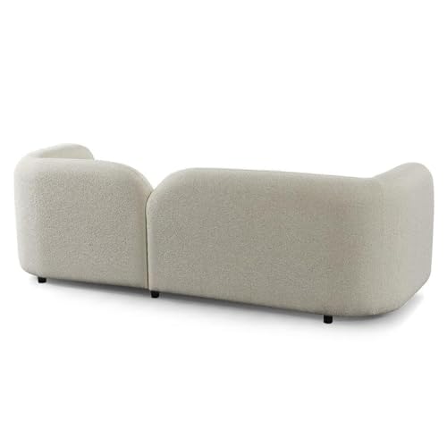 Image of CRAFTCITY Curved 3 Seater Cloud Sofa Upholstered 3 Seater Sofa for Living Room Bedroom Home Office Meeting Room Velvet Fabric Sofa (Beige)