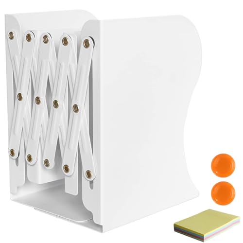Sujeta Libros Estanteria, DIFIT Sujetalibros, Sujeta Libros Metálica, Apoyalibros Regulable, Sujetalibros Estanteria Antideslizante, Soporte Libros Estanteria para La Oficina O El Hogar, Blanco