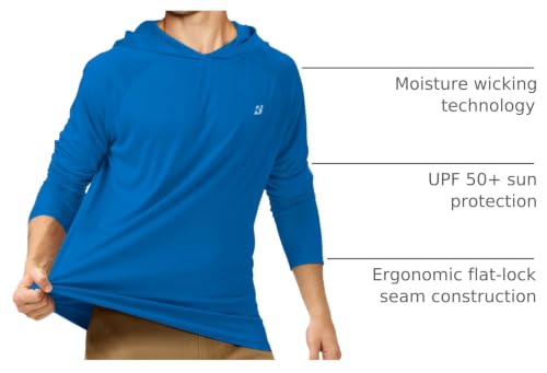 Image of Roadbox Mens Fishing Sun Hoodie, Long Sleeve UPF 50+ UV Protection Shirts
