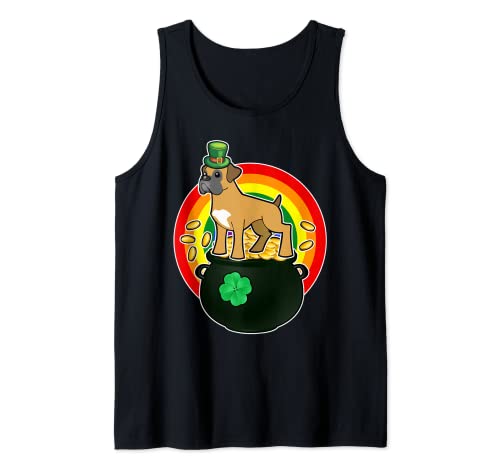 Boxer Dog Leprechaun Hat Lucky Shamrock St Patricks Day Camiseta sin Mangas