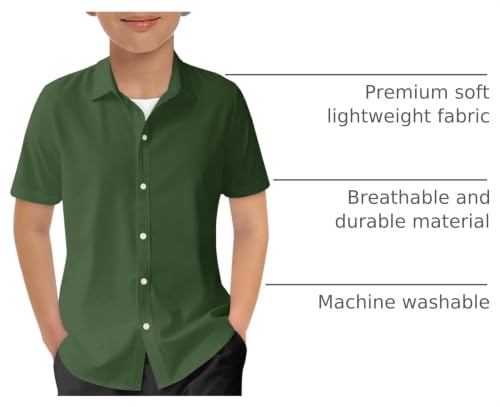 Image of Haloumoning Boys Short Sleeve Dress Shirts Button Down Formal Uniform Shirt