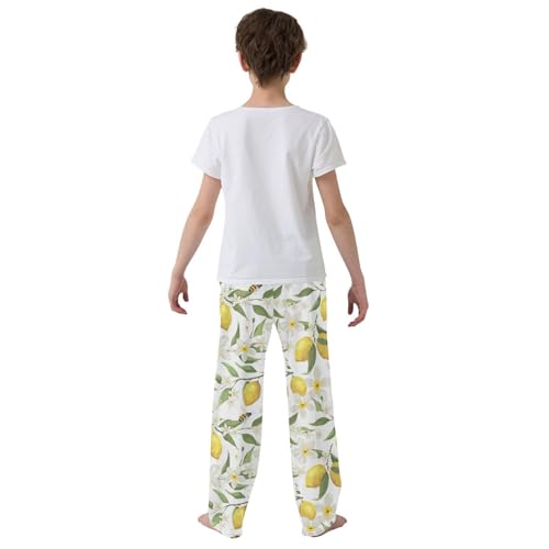 ZZXXB Bee Lemon Fruit Boys Long Pants Soft Trousers Elastic Waist Kids Lounge Bottoms with Pockets S-XL3