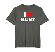 Programming Language Enthusiasm design. I Love Rust with heart funny retro design. I love Rust so much. Express love or like to Rust. Lightweight, Classic fit, Double-needle sleeve and bottom hem