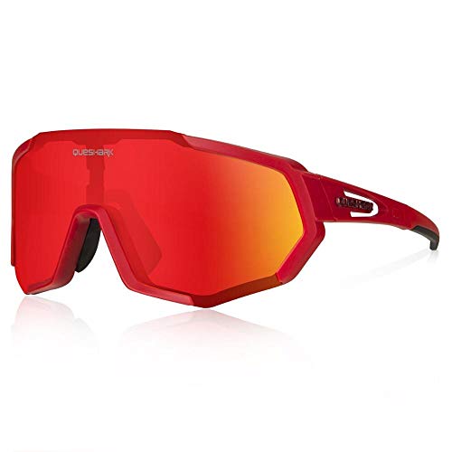 Image of Queshark Cycling Glasses, Sports Sunglasses for Men Women, 1 Polarized 2 HD Lens, Polarized Sunglasses for Cycling Running