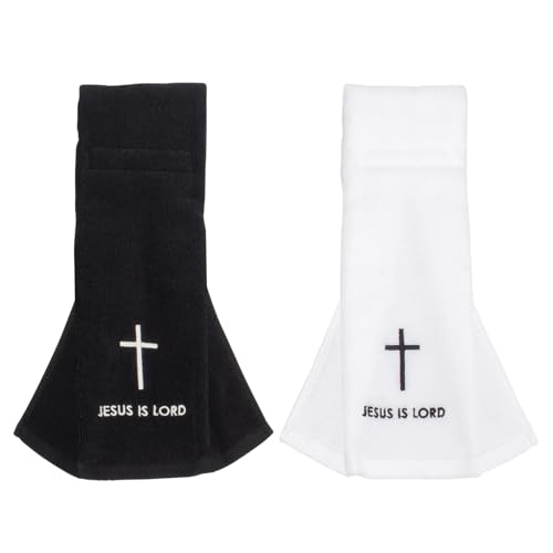 DIICCYO 2 Pcs Cotton Christian Cross Football Towel, White and