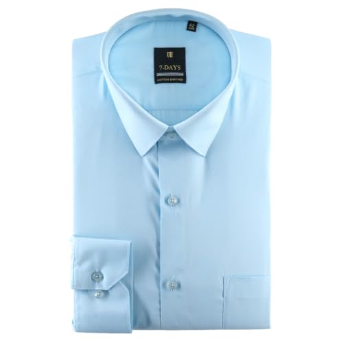 Image of 7-DAYS Men's Premium Formal Shirt - Cotton Rich, Regular Fit, Full Sleeve, with Pocket, Durable & Easy Care - Perfect for Office & Everyday Wear