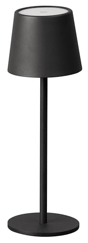 easy! BY FHL FH Lighting ROXI Lámpara de mesa LED con batería, regulable, IP54 para exterior e interior, carga USB-C, diseño móvil para camping, balcón, terraza, jardín, interior (arena negro)