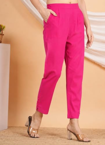 Image of Yash Gallery Women's Regular Fit Mid Rise Solid Lycra Trouser Regular Pants