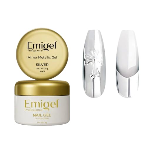 Emigel Professional Mirror Metallic Silver gel | UV/LED Gel Metal Painting gel Drawing Mirror for Nail Art Designs (5g)-image-32