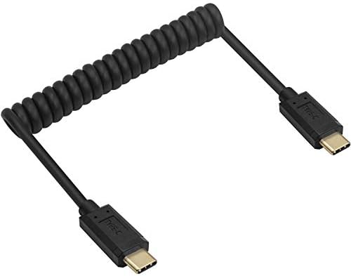 Maxhood Coiled USB C to USB C Cable, Coiled USB Type C to Type C Cable, Coiled USB 3.1 USB C Spring Spiral USB Type C Cable 3A Fast Charging Cable for MacBook, Galaxy & USB C Charger, Stretched 1.2m