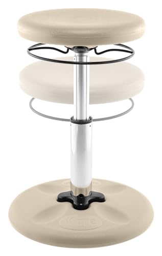 Image of Kore Adjustable Wobble Stools, Flexible Seating for Ages 6-12, 14-24in Tall (Sand Dollar, 14in-19in)