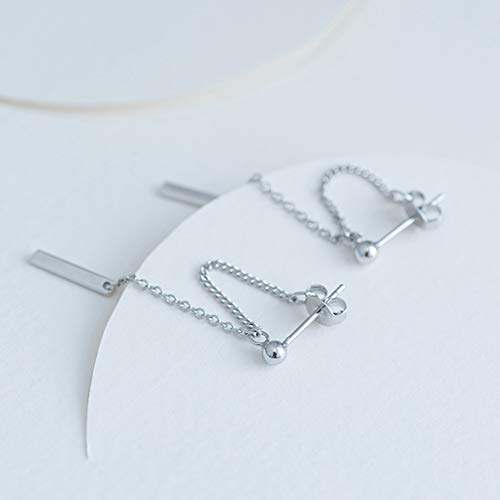 Bar Dangle Earrings With Chain For Women Minimalist 925 Sterling Silver Stud Earrings #TOP3