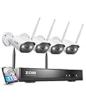 ZOSI 2K Außen WLAN Überwachungskamera Set, 4X 3MP WiFi IP Kamera mit 8CH 1TB HDD NVR, 2-Wege-Audio, Personenerkennung, Farbnachtsicht