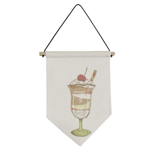 Bannière décoration murale drapeau en toile suspendu motif cerise rétro