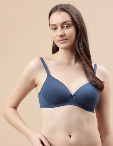 Image of Marks & Spencer Cotton Mix Padded Demi Cup Bra T333208KDARK Petrol (42B)