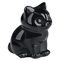 Amazon.co.jp: QINJIEJIE ローズクォーツ 猫の置物 ピンクギフト 猫