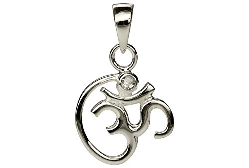Preisvergleich Produktbild SILBERMOOS Anhänger Yoga OM Zeichen Buddhismus weißer Zirkon 925 Sterling Silber