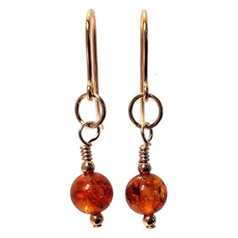 Amber Earrings Gold 9ct, Hook Dangle Drops with Baltic Amber Gemstone Beads, Jewellery for Women Cover